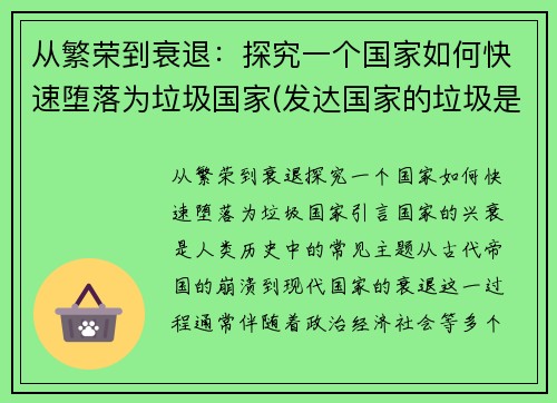 从繁荣到衰退:探究一个国家如何快速堕落为垃圾国家(发达国家的垃圾是怎么处理的)